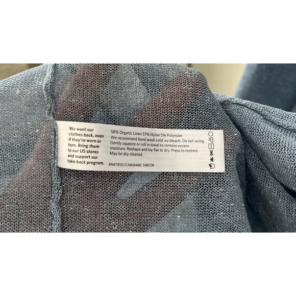 Eileen Fisher Open Front Long Cardigan Linen‎ Blend Size M/L? Blue Short Sleeve - Picture 3 of 6